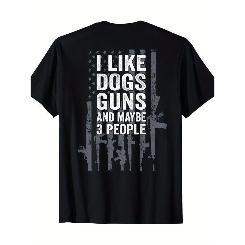 I like dog guns and maybe 3 people - Interesting guns - ON BACK T-shirt made in usa Hoodie Sweatshirt | PrintMintTees.com