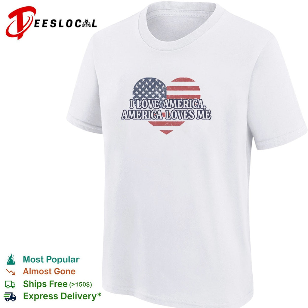 I love America America loves me heart flag shirt