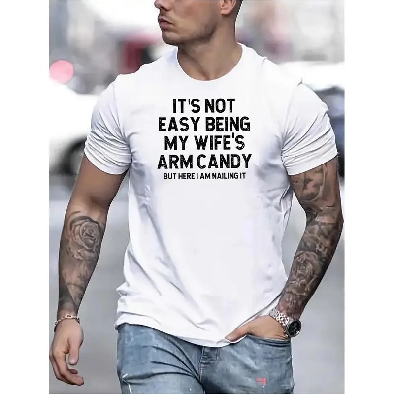 I love my wife Printed T-shirt, men's T-shirt, casual and comfortable breathable short sleeve T-shirt, summer classic...