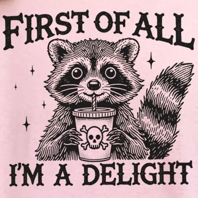 I'm A Delight Raccoon  Unisex NuBlend Crew Sweatshirt FUNNY SNARKY Shirt Hoodie | PrintMintTees.com