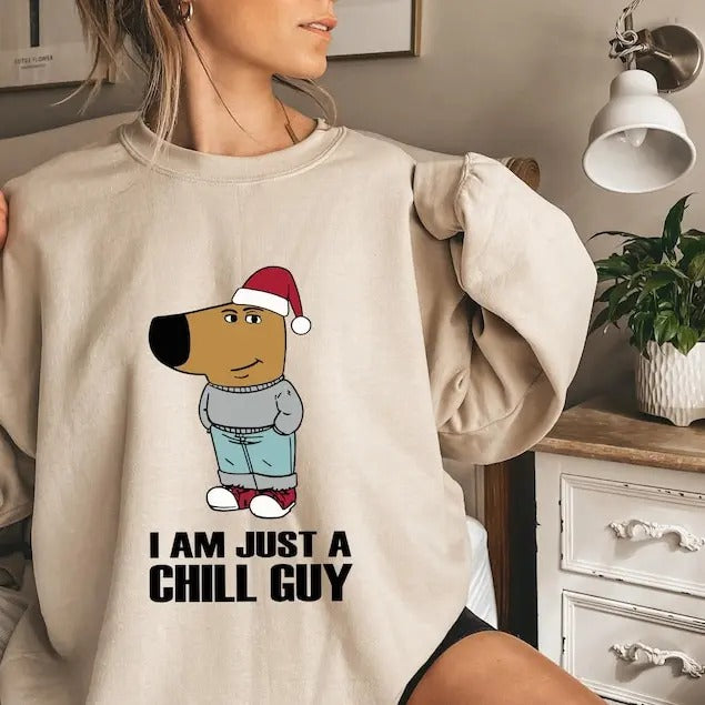 I'm Just A Chill Guy Sweatshirt, Viral Dog Cartoon , TikTok Meme ,Chill Guy Trendy Meme Gift,Funny Gift Shirt Hoodie