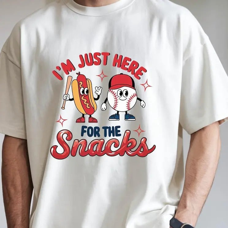 I'm Just Here For The Snacks Baseball Tshirt, Baseball Tee, Cute Baseball Season Shirt Hoodie Sweatshirt | PrintMintTees.com