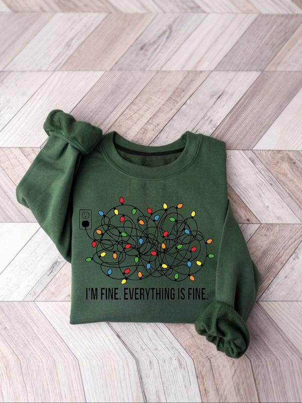 I'm fine, everything's fine. Christmas sweatshirt, ladies' sweatshirt, ladies' Christmas lantern sweatshirt Shirt Hoodie