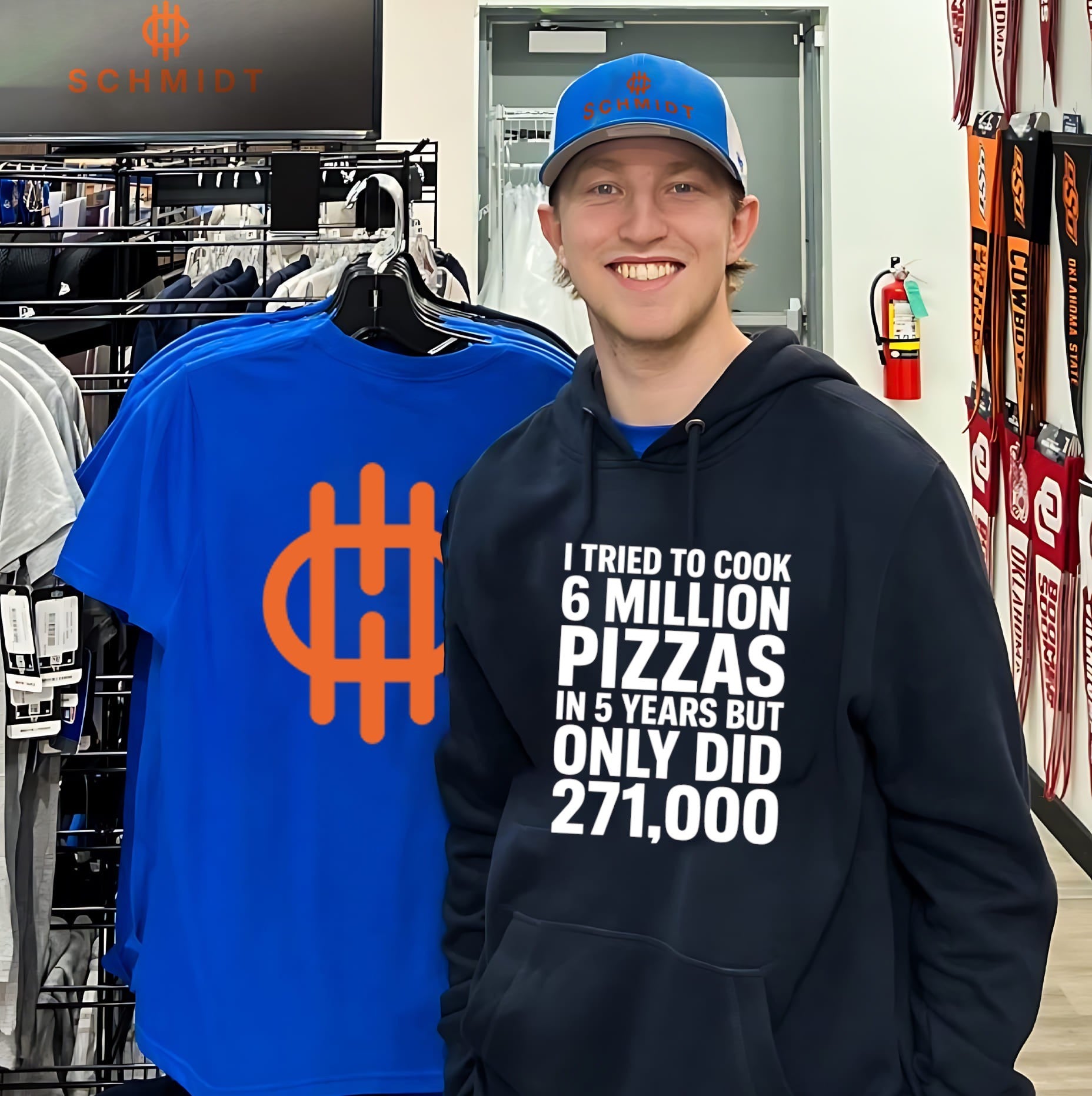 I tried to cook 6 million pizzas in 5 years but only did shirt