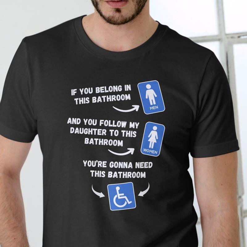 IF YOU BELONG IN THIS BATHROOM T Shirt.. Cotton Menswear Hoodie, Sweatshirt | PrintMintTees.com