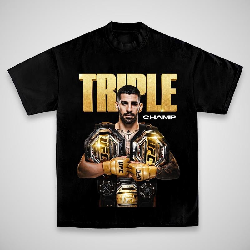 ILIA TOPURIA DOUBLE CHAMP TEE, Boxing T-shirt, Boxer Tee, Sports Shirt, UFC Shirt, MMA Shirt, Gift for Him Gift For Her...