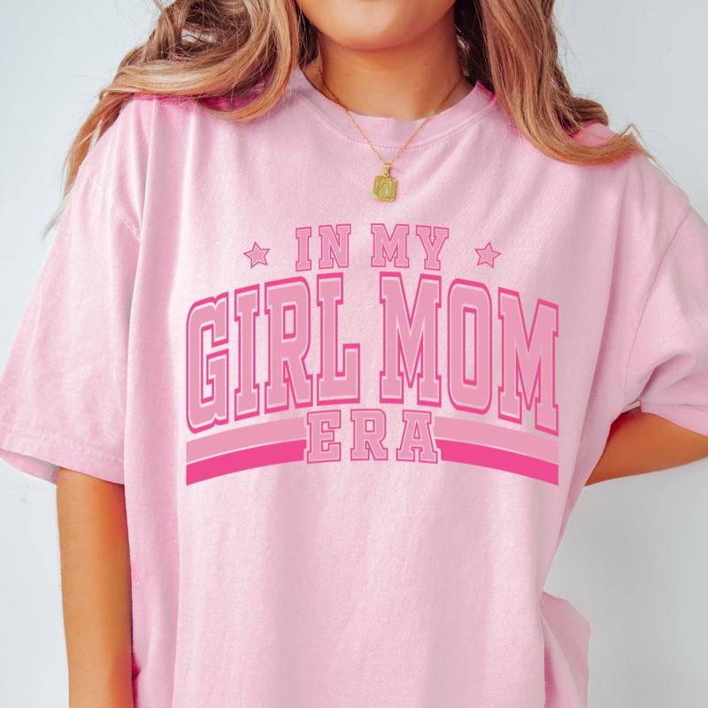 IN MY GIRL MOM ERA SHIRT, COMFORT COLORS CASUAL COTTON T-SHIRT FOR MOMS Fabric Top Womenswear Garment Hoodie Sweatshirt
