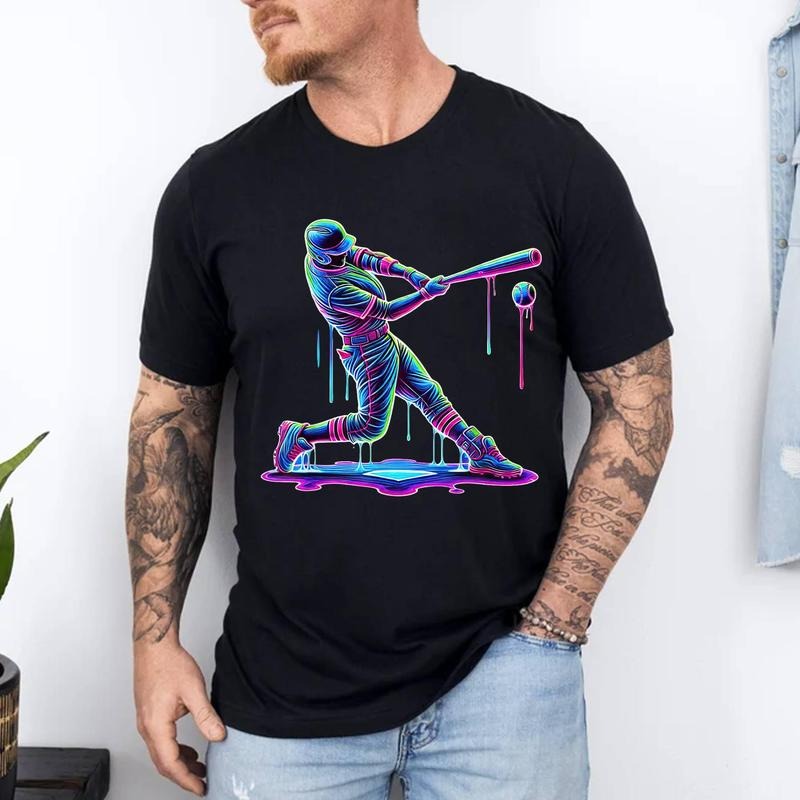Ice Cream Drip Baseball Bat Baseball Player T-Shirt | 100% Cotton Tee, Top Menswear Hoodie, Sweatshirt | PrintMintTees.com