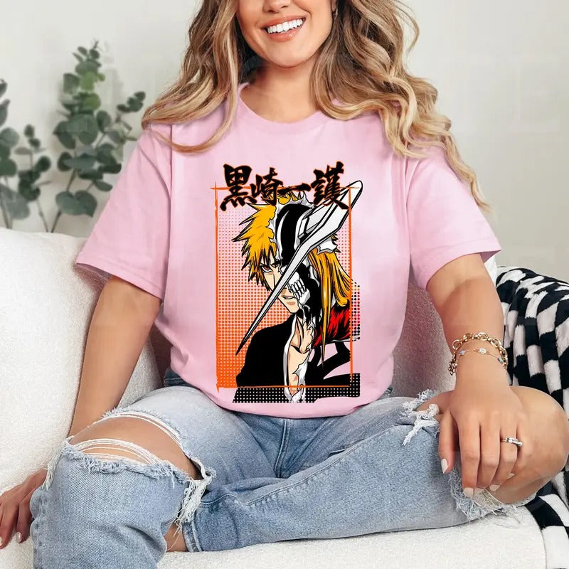 Ichigo Bleach Bankai Anime Tshirt Crewneck Hoodie Comfort Cotton Sweatshirt | PrintMintTees.com