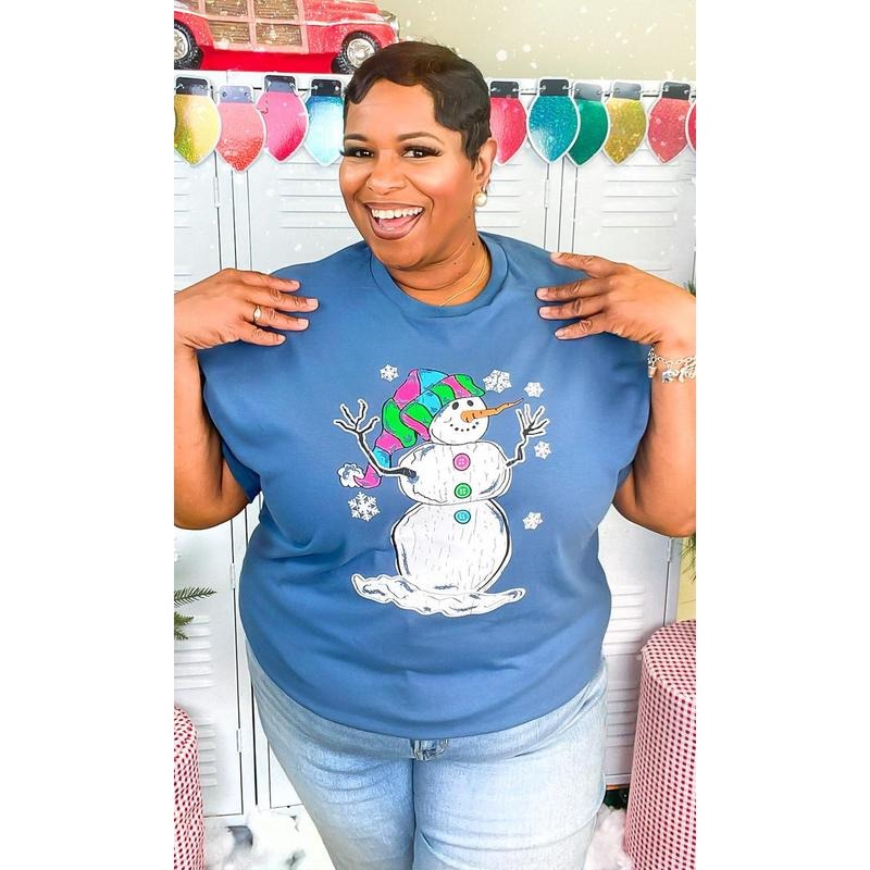 Icy Snowman Christmas Graphic T-Shirt Hoodie Sweatshirt | PrintMintTees.com