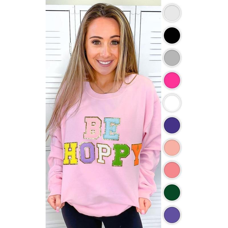 Ideal Chenille Be Hoppy Easter Adult Sweatshirt Shirt Hoodie | PrintMintTees.com