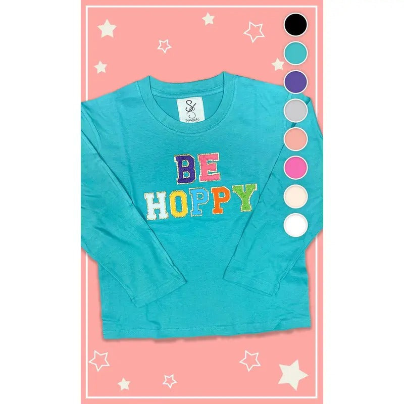Ideal Chenille Be Hoppy Easter Youth Long Sleeve Shirt Hoodie Sweatshirt | PrintMintTees.com