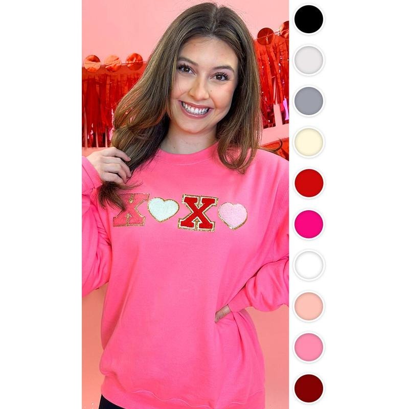 Ideal Chenille XOXO Heart Sweatshirt Shirt Hoodie | PrintMintTees.com