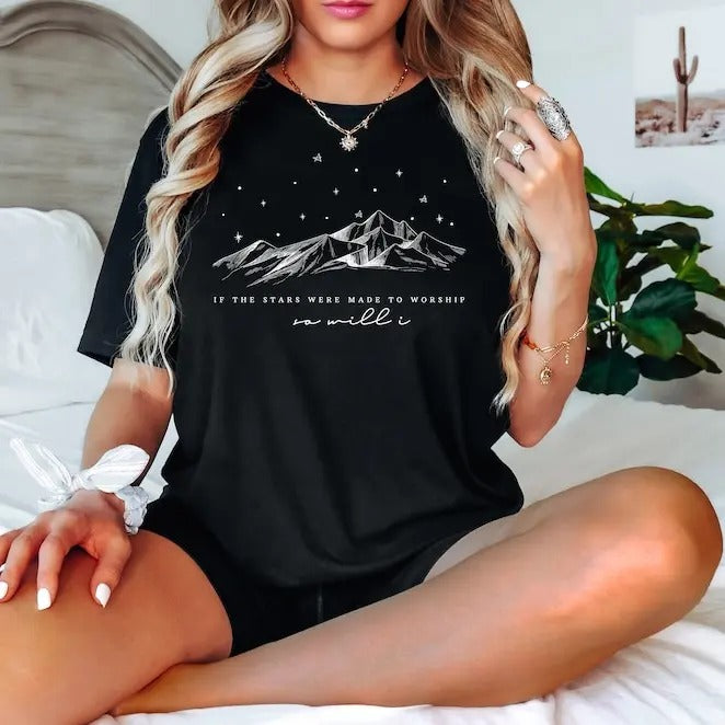 If The Stars Were Made To Worship Shirt, Religious Sweatshirt, Christian Shirts For Women, Bible Verse Shirt, Faith...