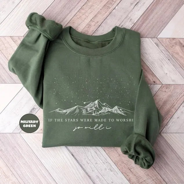 If The Stars Were Made To Worship Sweatshirt, Christian Hoodie, Faith Outfit, Bible Verse Clothing, Religious Family...