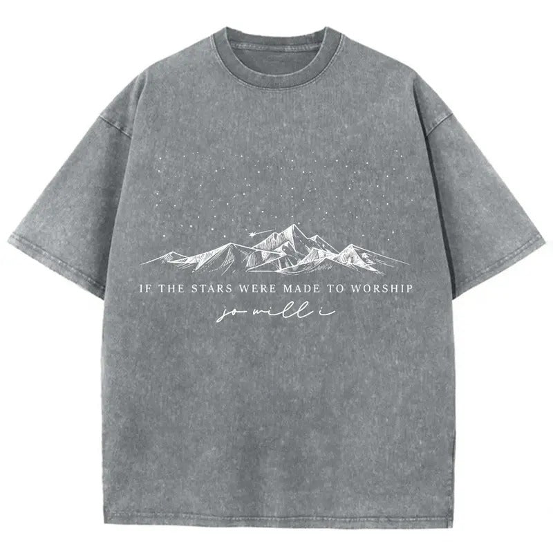 If The Stars Were Made To Worship Unisex Washed T-Shirt, Christian Jesus  t shirts, Vintage 90s Graphic Tee Gift Cotton...