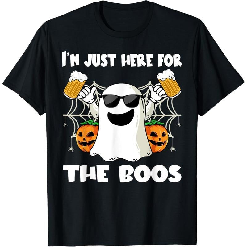 Im Just Here For The Boos Halloween Pumpkin Ghost Drink Beer T-Shirt made in us Hoodie Sweatshirt | PrintMintTees.com