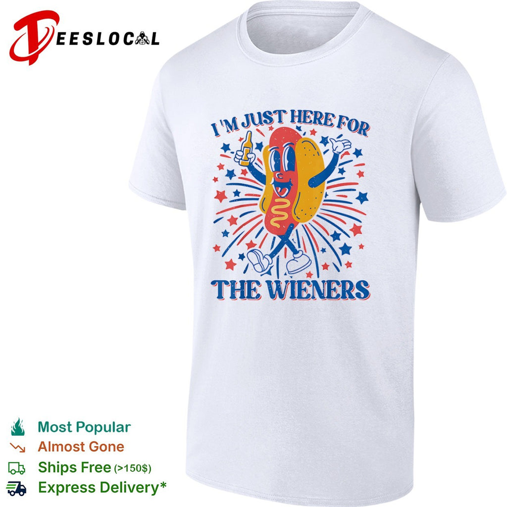 I’m Just Here for the Wieners Hot Dog Fourth of July Patriotic Party Casual shirt