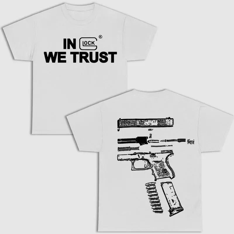 In "Glock" We Trust Double Side Shirt, Women, For Men, For Women Tops Underwear Menswear Retro, Trendy Shirt Hoodie...
