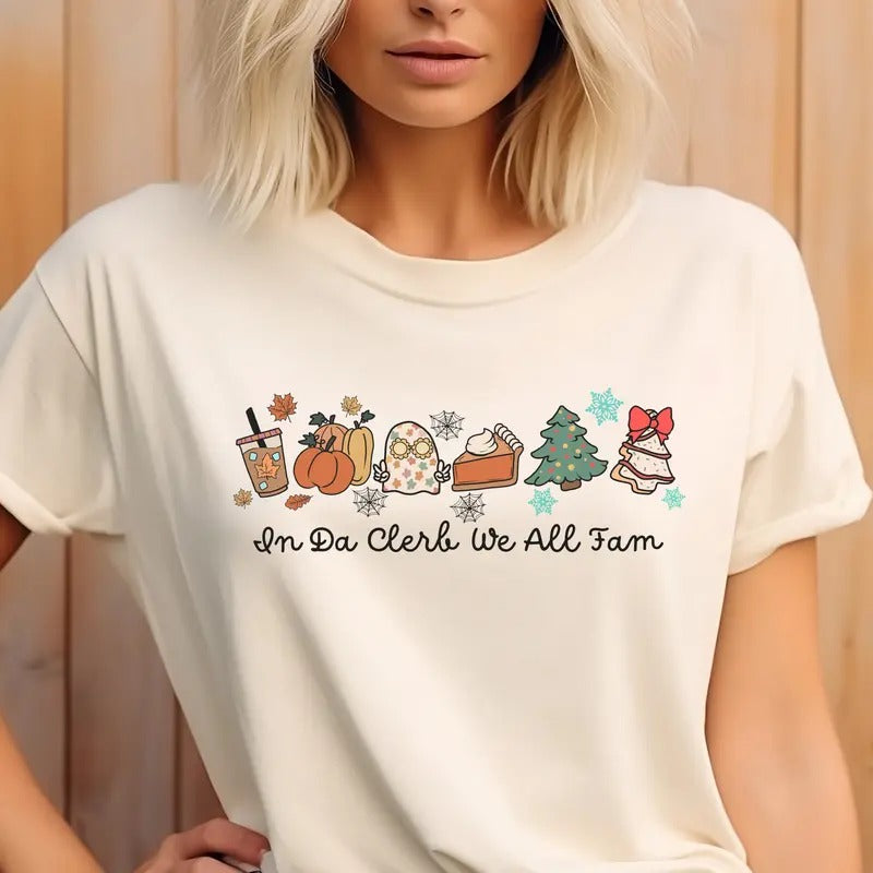 In Da Clerb We All Fam Tee Holiday In Da Clerb Tshirt Thanksgiving Christmas Holiday Sweatshirt Hallothankmus Top Womens...
