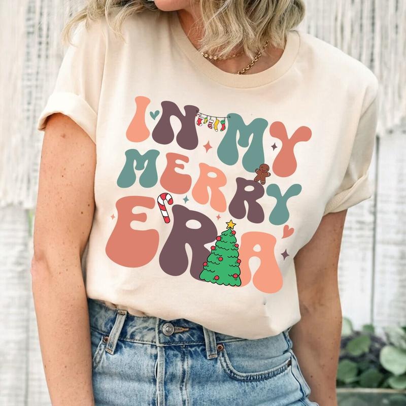 In My Merry Era T-shirt, Christmas Tee, Merry Christmas, Happy Christmas, Christmas Gift for Her, Xmas Shirt, Womens...