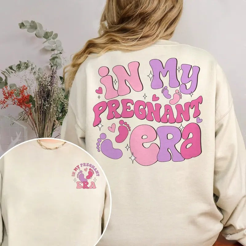In My Pregnant Era Shirt, Pregnancy Announcement Shirt, New Mom Gift, Mother's Day Gift, Baby Shower Gift Hoodie Sweatshirt