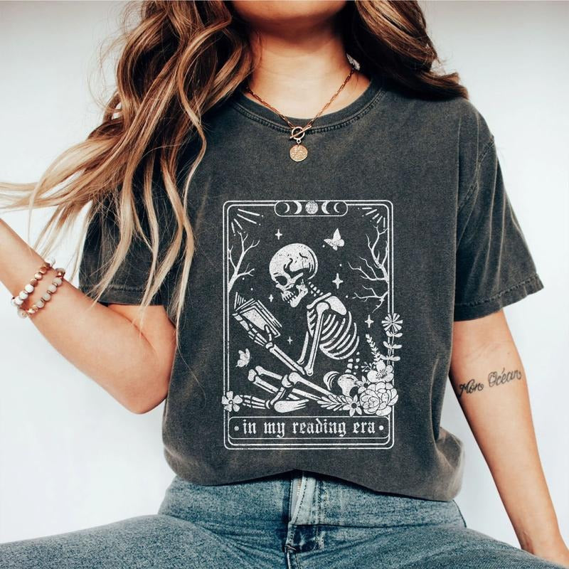 In My Reading Era Shirt, Skeleton Reading Shirt, Book Lover Gift For Women, Comfort Shirt for Her, Book Lover Shirt, Gift...