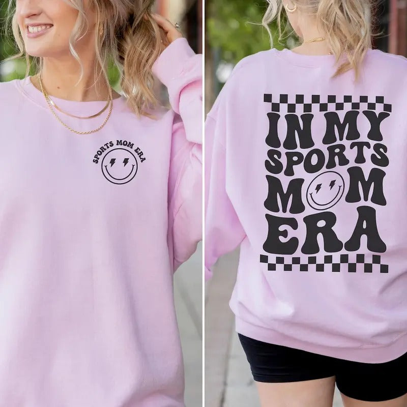 In My Sports Mom Sweatshirt, Retro Mom Life Sweater, Funny Game Day Crewneck, Team Mom Gift, Checkered Sports Mama Shirt,...