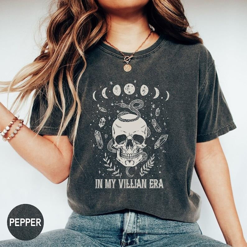In My Villain Era Shirt, Skull Gothic Shirt, Book Shirt, Dark Romance Shirt, Book Club Shirt, Gift for Reader, Gothic...