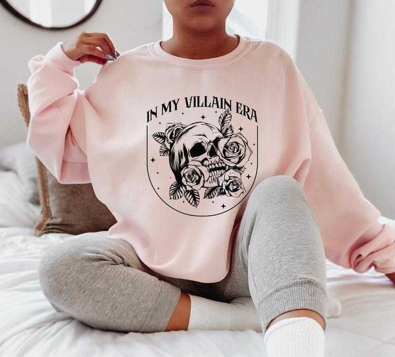 In My Villain Era Sweatshirt, Skull Hoodie, Rose Sweater, Floral Skeleton Shirt, Book Lover Sweat, Bookish Gift For...