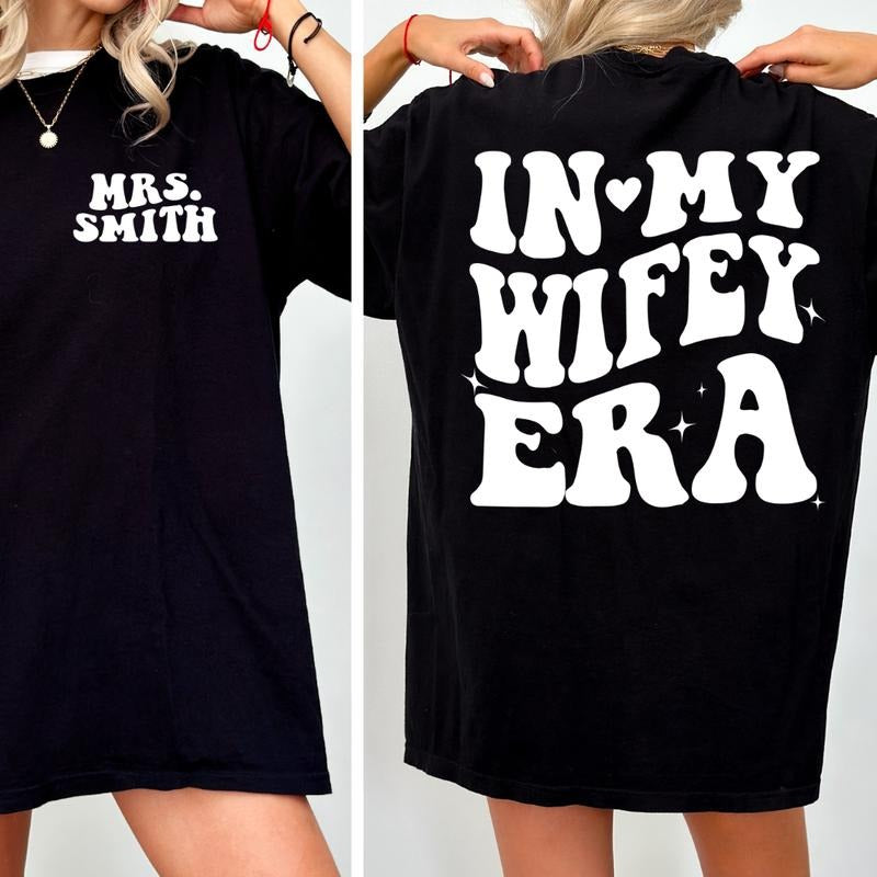 In My Wifey Era Shirt, Custom Wifey Shirt, Trendy Comfort Colors Pocket Shirt, Wedding Gifts, Bride Gifts, Bachelorette...