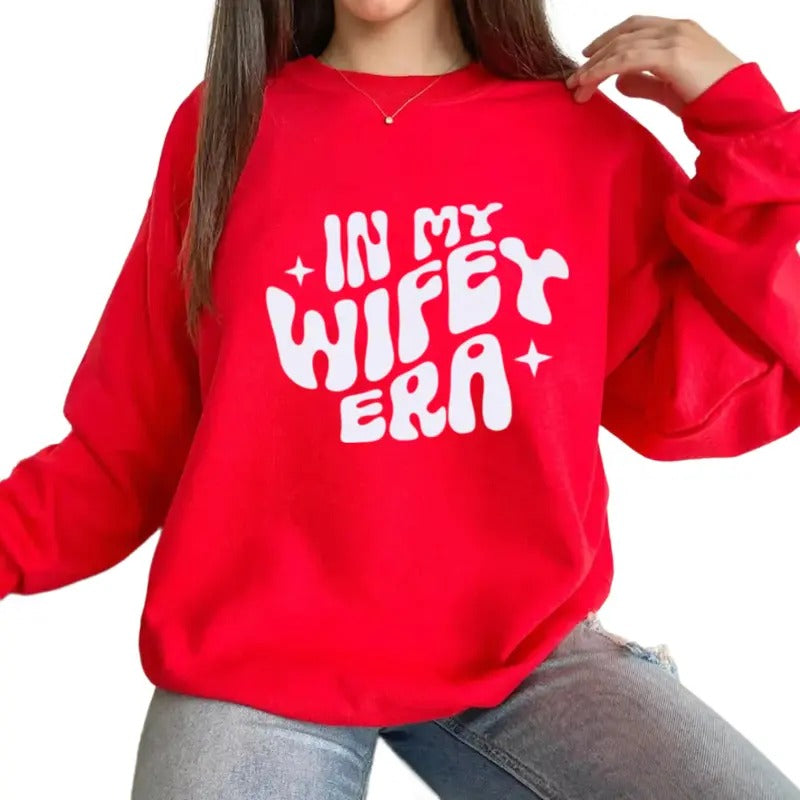 In My Wifey Era Sweatshirt, Engagement Gift For Her, Funny Bride Gift, Gift For Wife, Retro Wifey Bachelorette, Unisex...