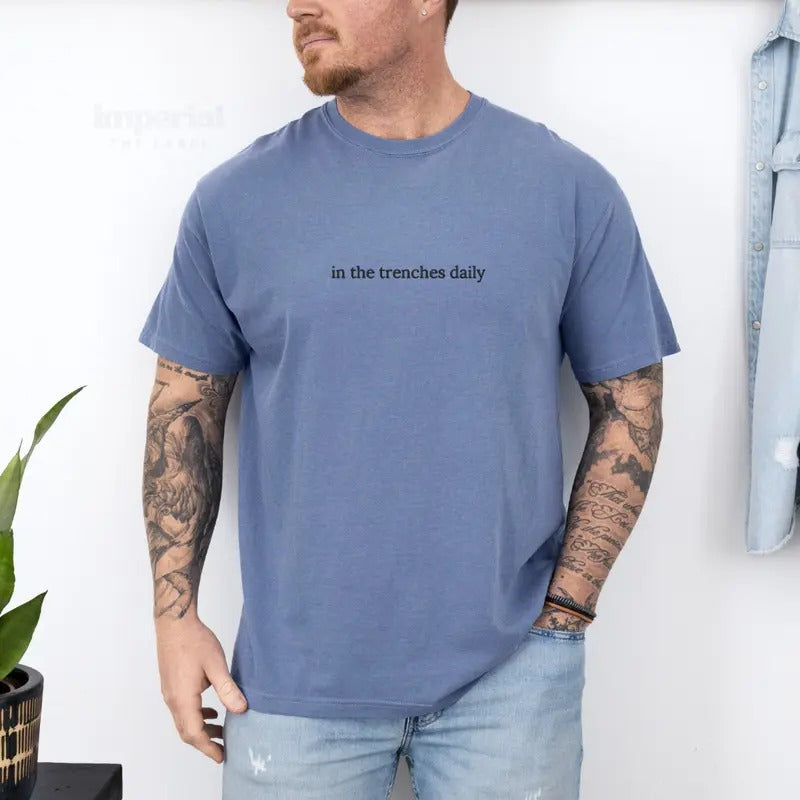 Trenches Daily Embroidered Meme Trading Trader Comfy Trading Funny Funny Day Trader Stock Trading Shirt Comfort Colors Embroidered EMB T-Shirts, Hoodie, Sweatshirt