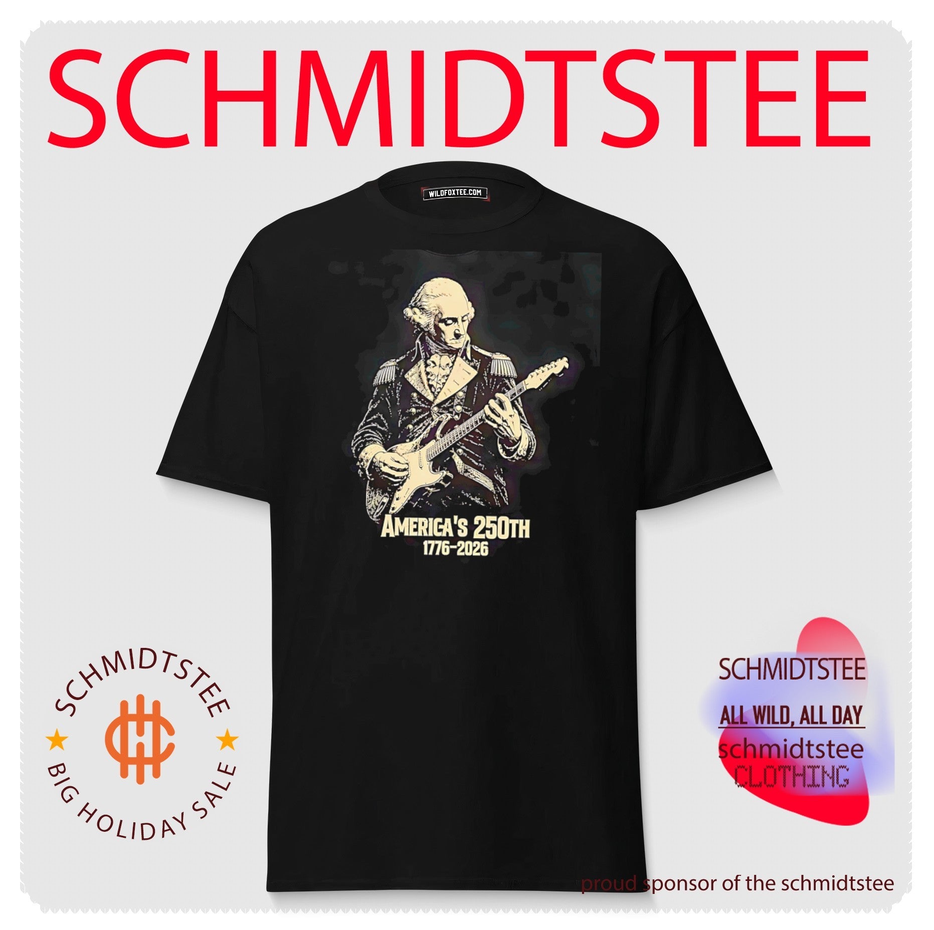 Independence Day George Washington playing electric guitar vintage shirt