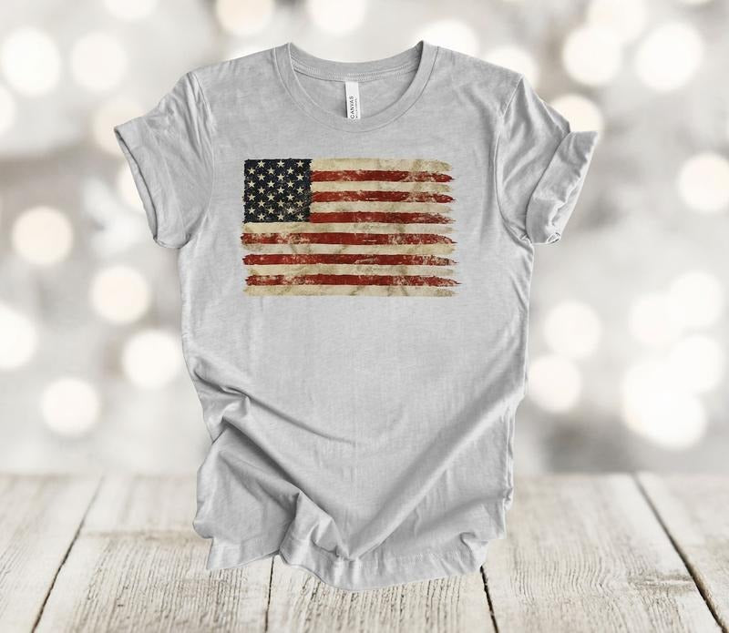 Independence Day Shirt, American Flag Shirt, US Flag, Vintage Flag Hoodie Sweatshirt | PrintMintTees.com