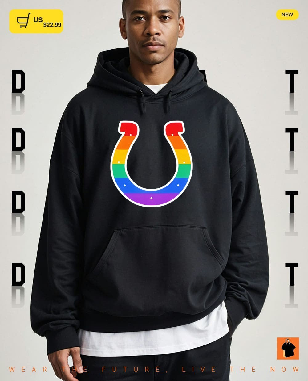 Indianapolis Colts horseshoe pride rainbow flag emblem men and women cotton shirt