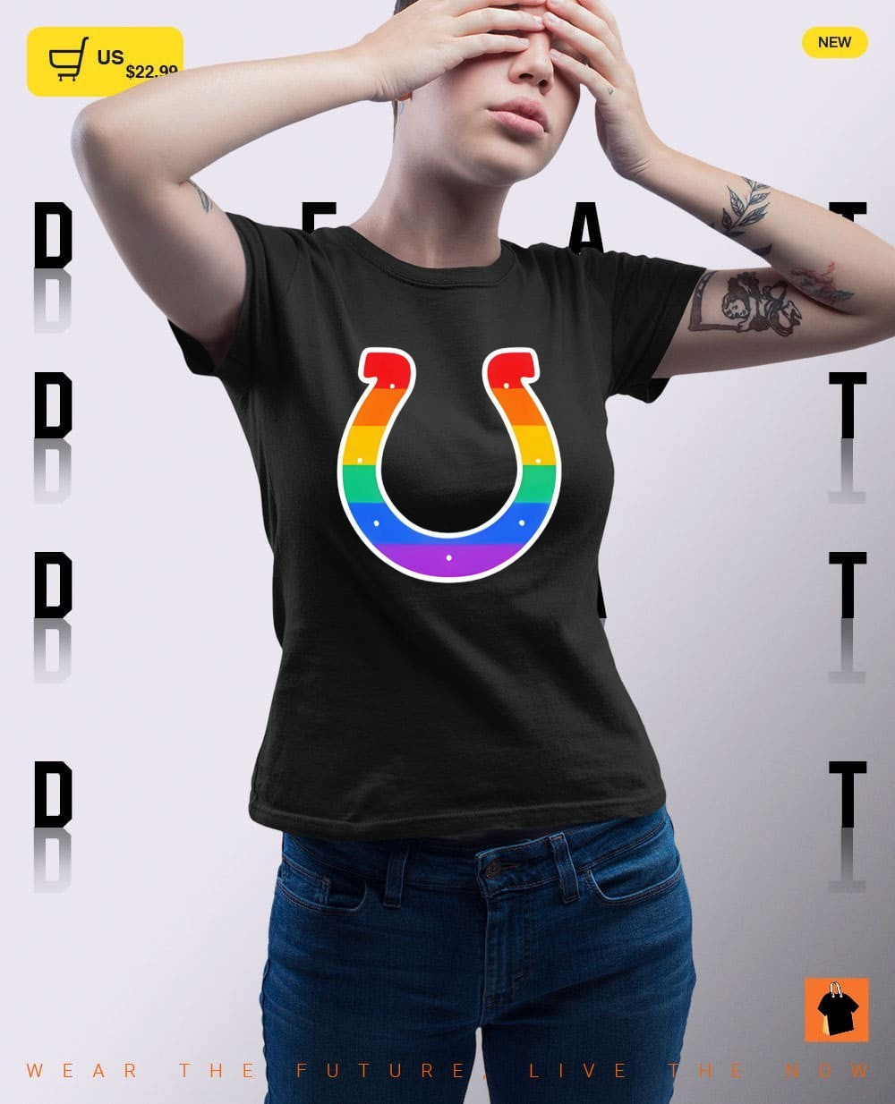 Indianapolis Colts horseshoe pride rainbow flag emblem men and women cotton shirt