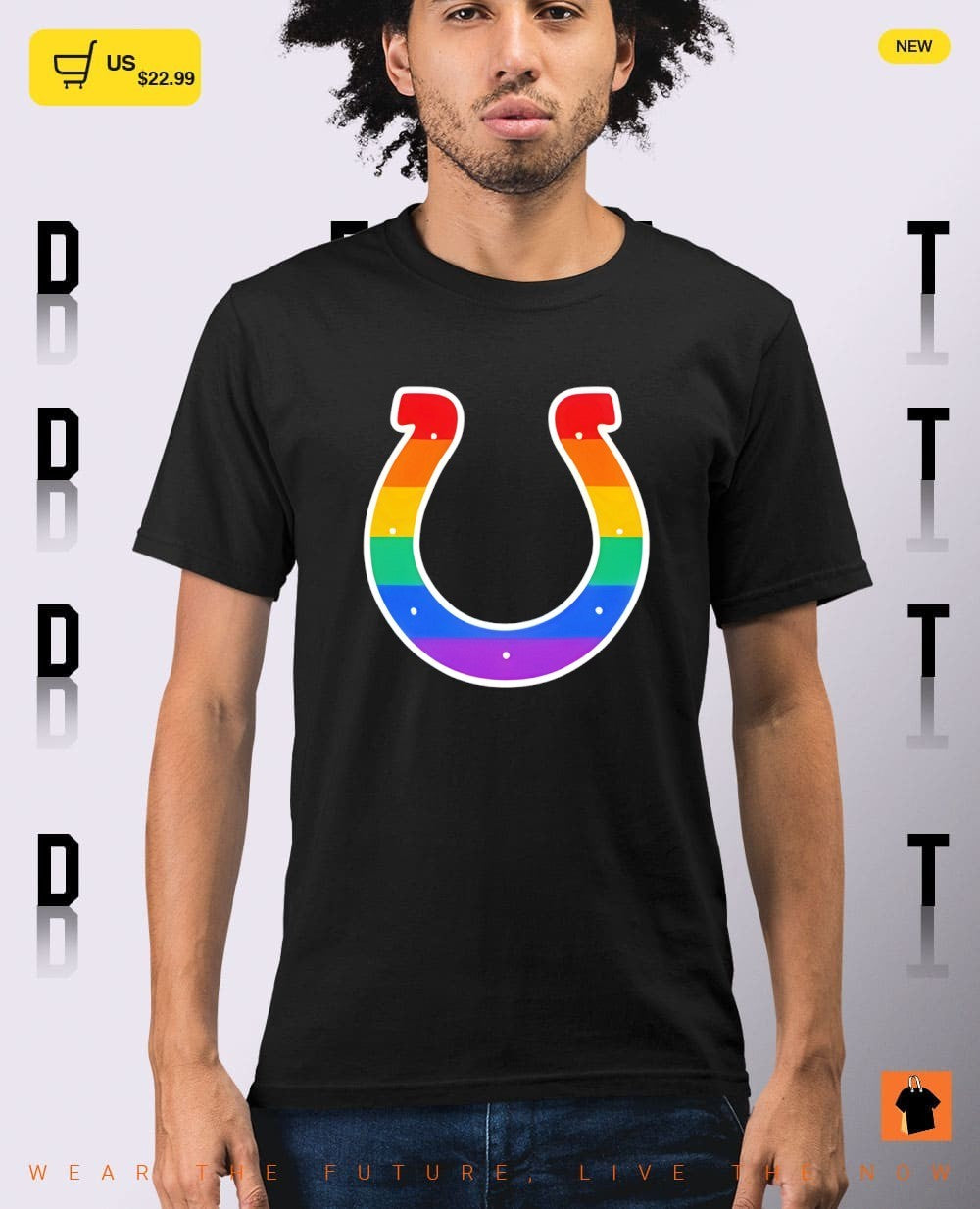 Indianapolis Colts horseshoe pride rainbow flag emblem men and women cotton shirt