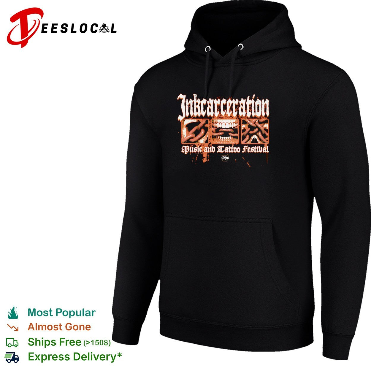 Inkcarceration Music and Tattoo Festival Ohio State Reformatory chain skull shirt