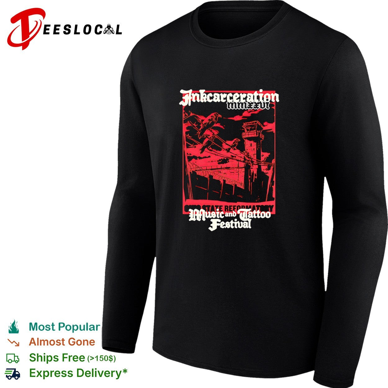 Inkcarceration Music and Tattoo Festival Ohio State Reformatory raven tower shirt