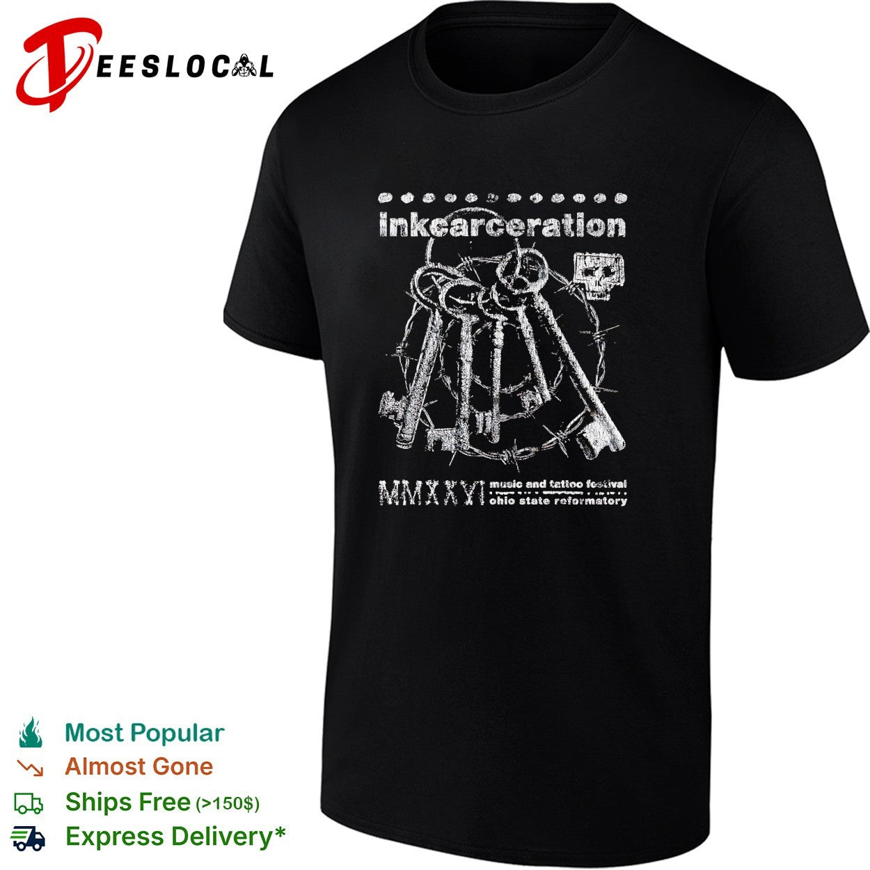Inkcarceration Music and Tattoo Festival Ohio State Reformatory rusty keys shirt