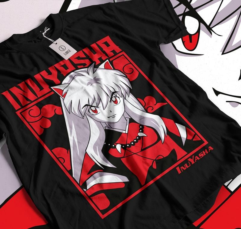 Inuyasha Sesshomaru T-shirt Red Moon Inu Yasha Kawaii Anime Soft Tee , Anime shirt, Japanese Anime, Birthday Gift Hoodie...