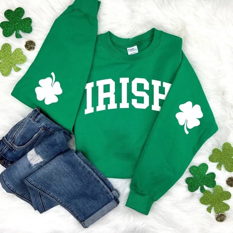 Irish Sweatshirt, St Patricks Day Sweatshirt, Irish Crewneck, St Patricks Day Shirt, Saint Patricks Day, Elbow Patch,...