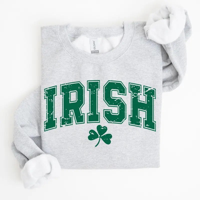 Irish Lucky St. Paddy'S Day Clover Shamrock Lucky Charm St Patrick'S Day Crew Neck Shirt Hoodie Sweatshirt