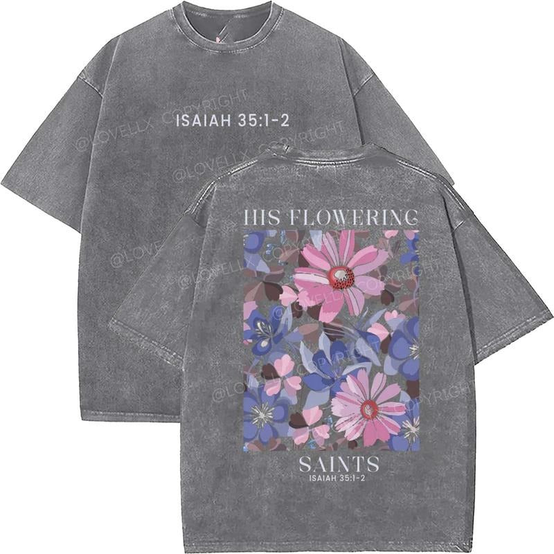 Isaiah 35_1-2 Unisex Washed T-Shirt, Christian t shirts, Vintage 90s Graphic Tee, Gift Top Womenswear Cotton Hoodie...