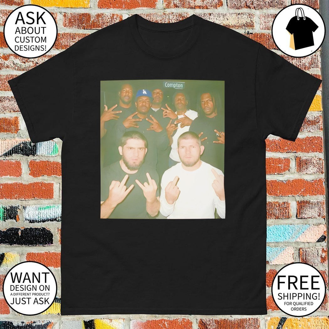 Islam Makhachev and Khabib Nurmagomedov middle finger UFC photo vintage shirt