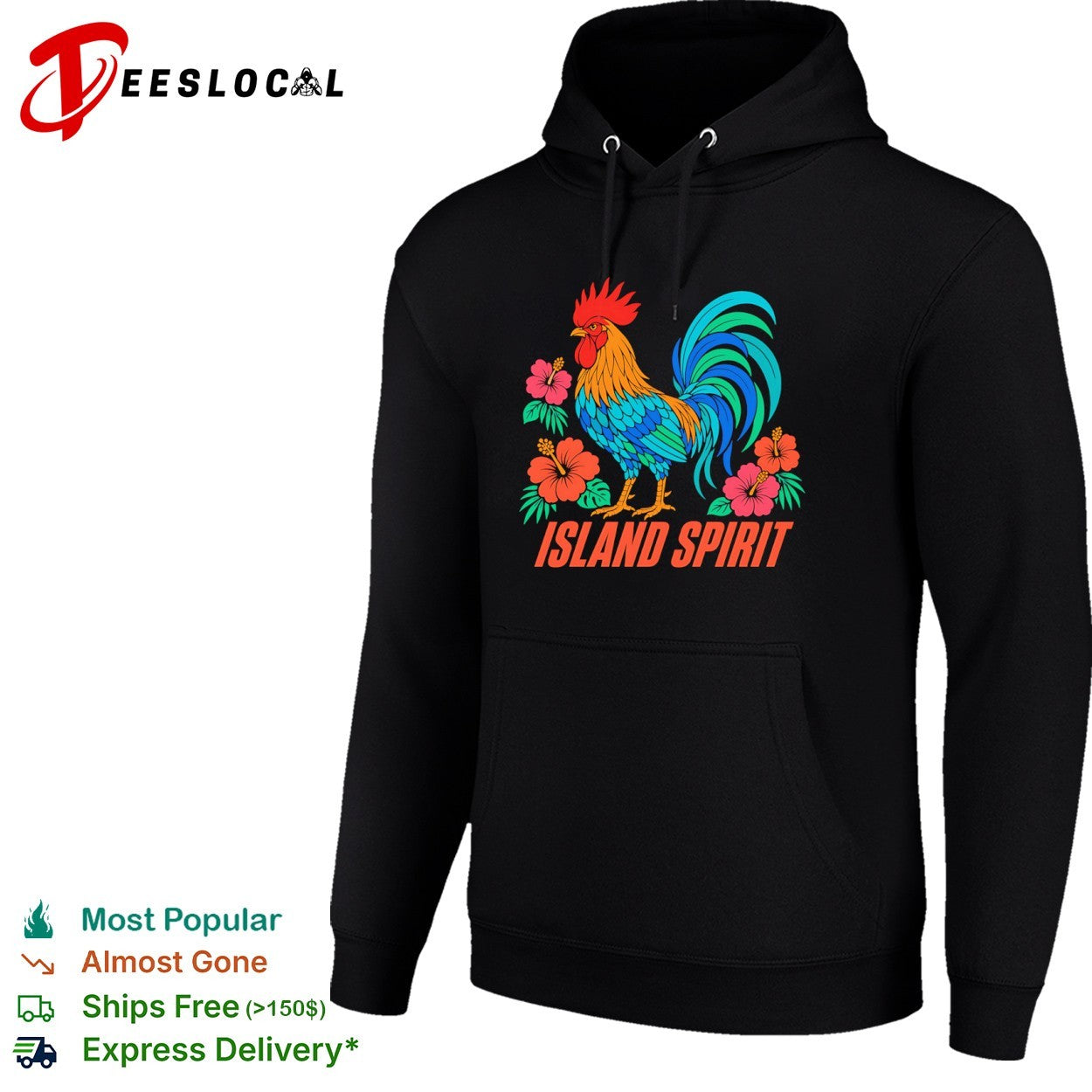 Island Spirit rooster hibiscus flower tropical bird shirt