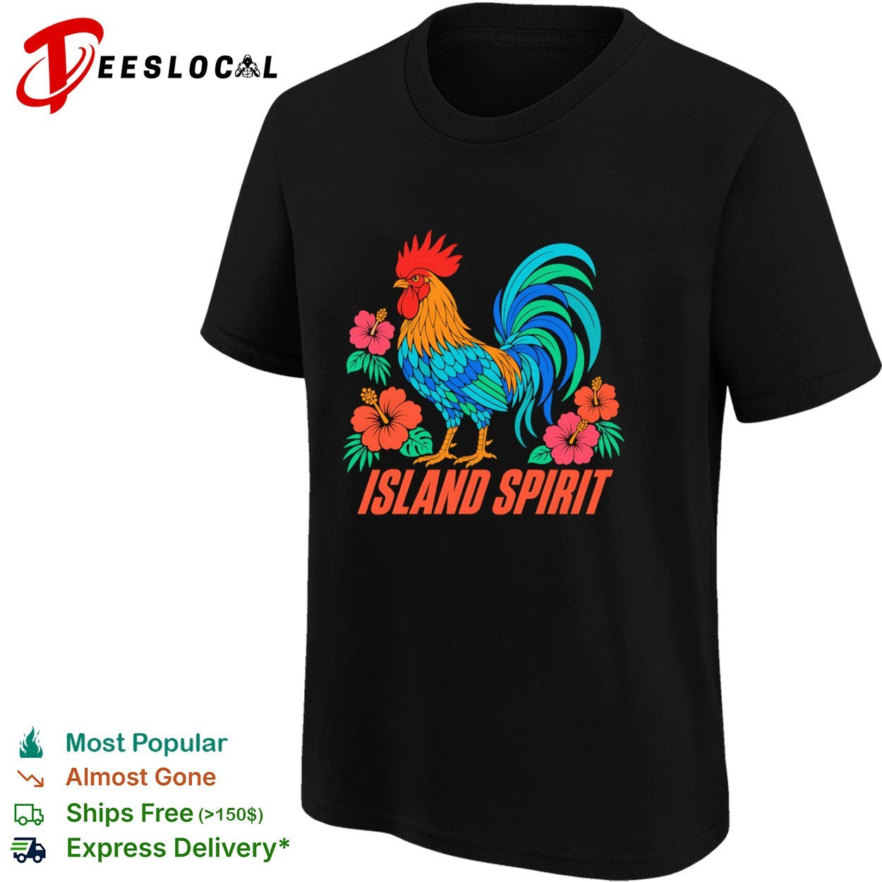 Island Spirit rooster hibiscus flower tropical bird shirt