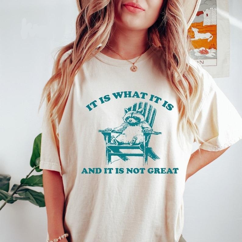 It Is What It Is And It Is Not Great Tshirt, Mental Health T-Shirt, Funny Shirt Women, Meme Sweatshirt, Raccoon Shirt,...