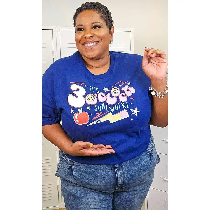 It's 3 O'clock Somewhere Admiral Blue Graphic T-Shirt Hoodie Sweatshirt | PrintMintTees.com
